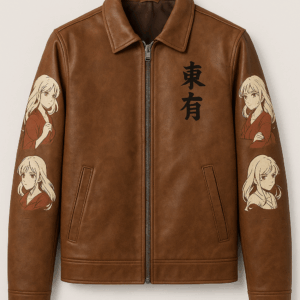 Giacca Unisex in Ecopelle – Grafica Anime & Ideogrammi Giapponesi
