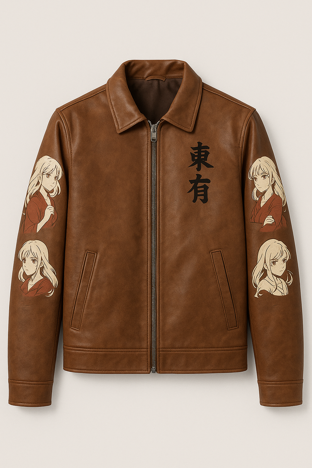 Giacca Unisex in Ecopelle – Grafica Anime & Ideogrammi Giapponesi