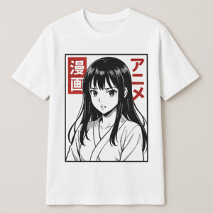 T-shirt bianca con stampa giapponese