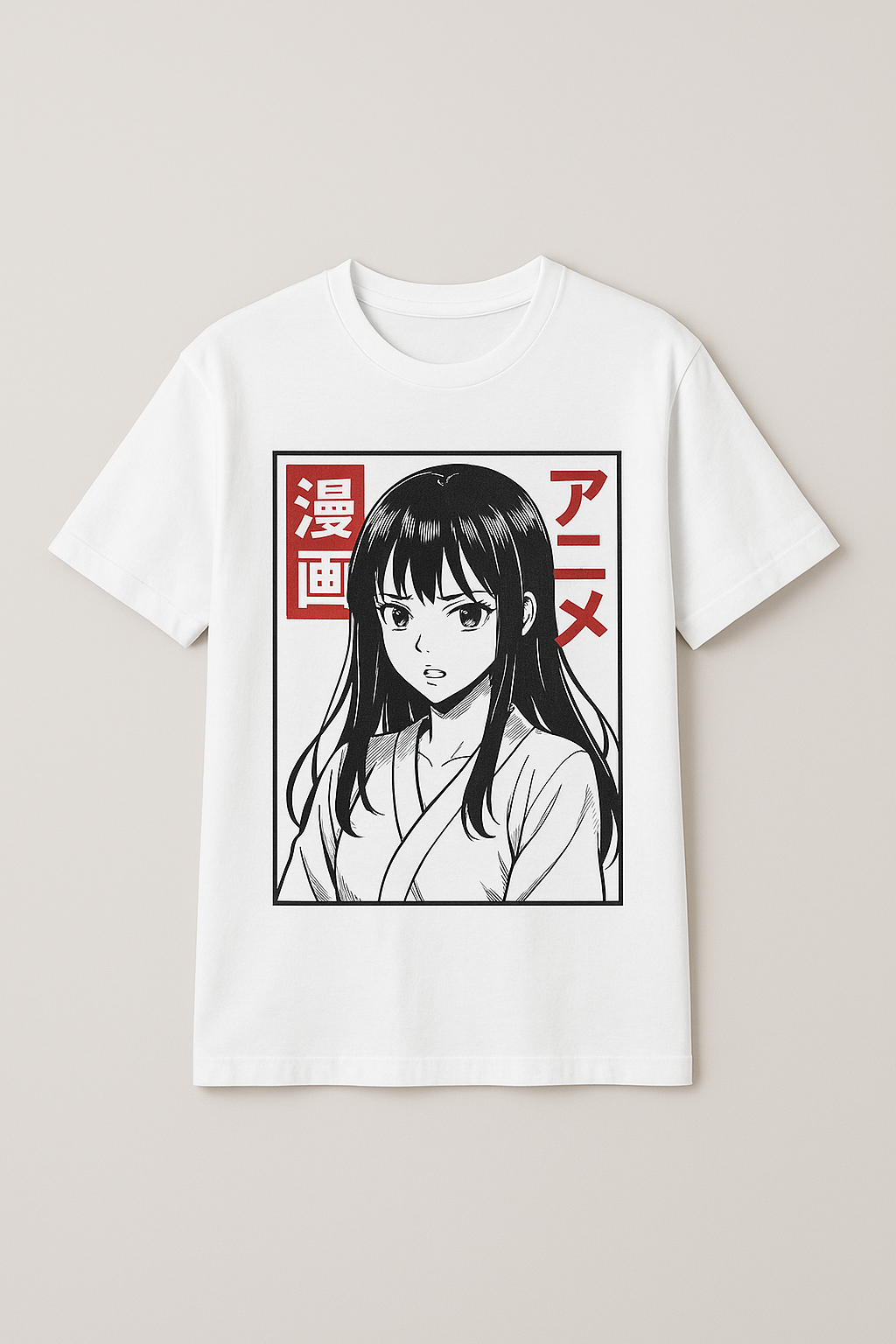 maglietta bianca con stampa giapponese dello store ANIMANIA 